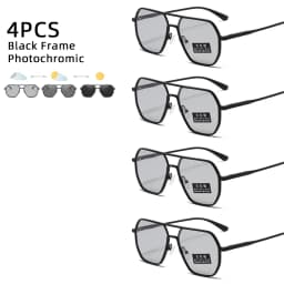Luxury Metal Photochromic Sunglasses Men Women Fashion Polarized Sun Glasses Stylish Chameleon Anti-glare Driving Shades UV400