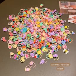 50 cartoon cute rubber band styles with random sweet hair rings suitable for daily use as hair accessories