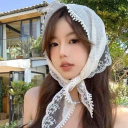 French Chic Alice White Lace Triangle Hair Wrap Fashion Accessory 