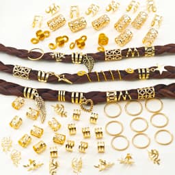 70Pcs Alloy Mixed Style Hair Ring Set Of Hair Accessories DIY Dreadlock Boho Style For Women Music festival party(Valentine'Day)