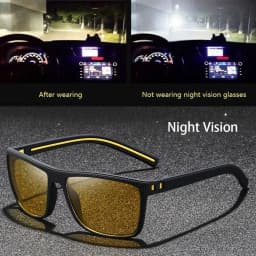 Fashion Vintage Square Frame Unisex Night Vision Glasses Reduce Visual Fatigue Lenses Anti-Glare Anti-Reflective Eyewear