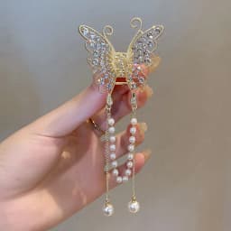AWAYTR Shark Crab Clips Girls Hairpin Hair Accessories Korean Women Simple Hair Claw Clip Butterfly Pearl Tassel Hair Clip