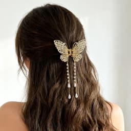 AWAYTR Shark Crab Clips Girls Hairpin Hair Accessories Korean Women Simple Hair Claw Clip Butterfly Pearl Tassel Hair Clip