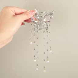 AWAYTR Shark Crab Clips Girls Hairpin Hair Accessories Korean Women Simple Hair Claw Clip Butterfly Pearl Tassel Hair Clip