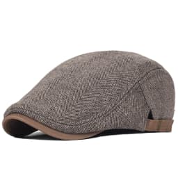 Big Size Winter Newsboy Cap Men Wool Thick Warm Vintage Herringbone Casual Stripe Berets Gatsby Flat Hat Peaked Cap Adjustable