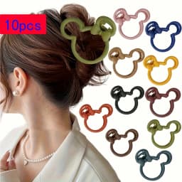 5/10pcs Mickey Ear Shaped Hair Clips Hollow Geometric Accessories Cartoon Headpieces Holiday Party Gifts Hair Accessories