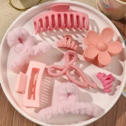 8Pcs Autumn Winter Pink Fashion Hair Accessories for Women 4.9Inch Large Hair Claw Clips,Matte Banana Clip,Strong Hold Jaw Clip