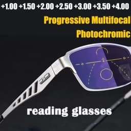 2025 Adjustment Photochromic Multifocal Reading Glasses Men Progressive Anti-Blue Ray Business Spectacles Half-Frame +1.0-3.5