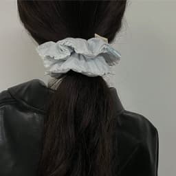 1Pc Women's Elegant Soft Light Blue Solid Hair Scrunchie, Korean Ins Minimalist Fashion Versatile Cute Hair Tie Scarf, Daily