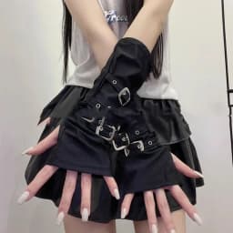 Y2K Personalized Buckle Punk Style Women's Fingerless Gloves Luo Hip Hop Style Stage Performance Street Dance Sleeves