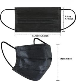 Thickened Black Disposable Protective Mask - 3-Layer Breathable and Comfortable, with Adjustable Ear Loops and a Secure Nose Pad - Affordable for Home Use, Can Be Purchased in Bulk, Ideal for Outdoor Activities, Home, Commuting, Office, School, Unisex