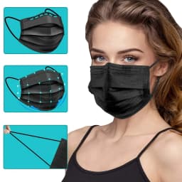 Thickened Black Disposable Protective Mask - 3-Layer Breathable and Comfortable, with Adjustable Ear Loops and a Secure Nose Pad - Affordable for Home Use, Can Be Purchased in Bulk, Ideal for Outdoor Activities, Home, Commuting, Office, School, Unisex