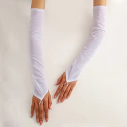 48cm Women's 16 Colors Sheer Mesh Sexy Long Hook Finger Gloves Stretchy Sun Protection Elegant Transparent Party Wedding Cosplay