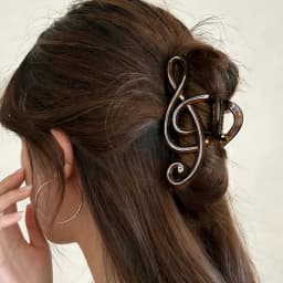 Musical Note Clip for Women's High-end Feeling 2026 New Large Hair Clip Retro Resin Simple Fashion Tea Color Hairpin