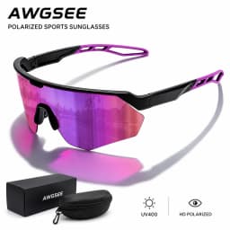 Polarized Sports Sunglasses for Men Women UV400 Semi-Rimless Shield Lens Cycling Driving Running Outdoor Glasses with Case