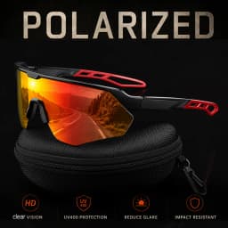 Polarized Sports Sunglasses for Men Women UV400 Semi-Rimless Shield Lens Cycling Driving Running Outdoor Glasses with Case