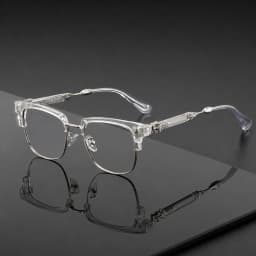 Vintage Cross Carving Glasses Men Women Luxury Half Frame Anti Blue Light Eyeglasses Retro Square Computer Eyewear