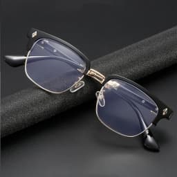 Vintage Cross Carving Glasses Men Women Luxury Half Frame Anti Blue Light Eyeglasses Retro Square Computer Eyewear