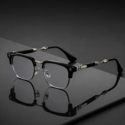 Vintage Cross Carving Glasses Men Women Luxury Half Frame Anti Blue Light Eyeglasses Retro Square Computer Eyewear