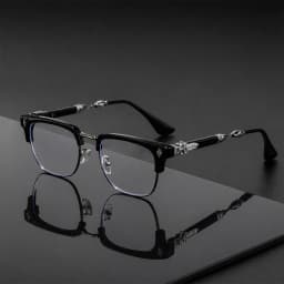 Vintage Cross Carving Glasses Men Women Luxury Half Frame Anti Blue Light Eyeglasses Retro Square Computer Eyewear