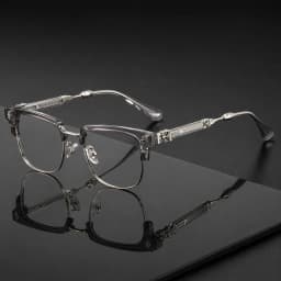 Vintage Cross Carving Glasses Men Women Luxury Half Frame Anti Blue Light Eyeglasses Retro Square Computer Eyewear