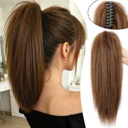 Synthetic Straight Waterfall Claw Clip Ponytail Hair Extensions,Half Up Half Down Hairstyle Available,Ideal for Women's Daily