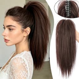 Synthetic Straight Waterfall Claw Clip Ponytail Hair Extensions,Half Up Half Down Hairstyle Available,Ideal for Women's Daily