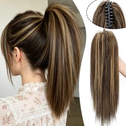 Synthetic Straight Waterfall Claw Clip Ponytail Hair Extensions,Half Up Half Down Hairstyle Available,Ideal for Women's Daily