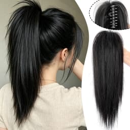 Synthetic Straight Waterfall Claw Clip Ponytail Hair Extensions,Half Up Half Down Hairstyle Available,Ideal for Women's Daily