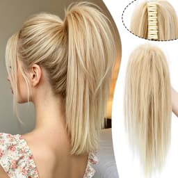 Synthetic Straight Waterfall Claw Clip Ponytail Hair Extensions,Half Up Half Down Hairstyle Available,Ideal for Women's Daily
