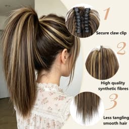 Synthetic Straight Waterfall Claw Clip Ponytail Hair Extensions,Half Up Half Down Hairstyle Available,Ideal for Women's Daily