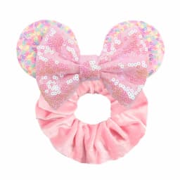 Cute Mouse Ears Velvet Scrunchies Hairband Women Elastic Ponytail Holder Girls Sequin Bow 2023 Kids Party DIY Hair Accessories