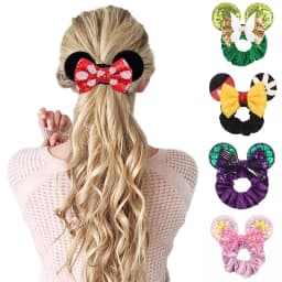 Cute Mouse Ears Velvet Scrunchies Hairband Women Elastic Ponytail Holder Girls Sequin Bow 2023 Kids Party DIY Hair Accessories