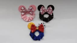 Cute Mouse Ears Velvet Scrunchies Hairband Women Elastic Ponytail Holder Girls Sequin Bow 2023 Kids Party DIY Hair Accessories