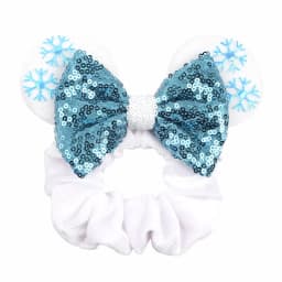 Cute Mouse Ears Velvet Scrunchies Hairband Women Elastic Ponytail Holder Girls Sequin Bow 2023 Kids Party DIY Hair Accessories