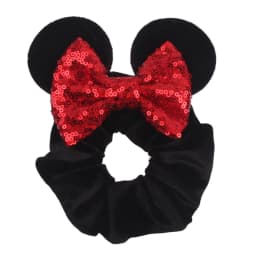 Cute Mouse Ears Velvet Scrunchies Hairband Women Elastic Ponytail Holder Girls Sequin Bow 2023 Kids Party DIY Hair Accessories
