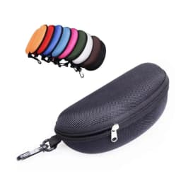 1pc Portable Sunglasses Case Protector Oxford Cloth Hard EVA Zippered Eyeglasses Case with Carabiner Unisex Eyewear Accessories