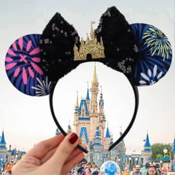 Disney Castle Mickey Mouse Ears Headband Sequins Bow Girls Cosplay Hairband Adult/Kids Party Gift Children Hair Accessories