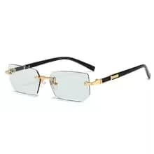 Rimless Rectangle Sunglasses for Men Women UV400 Polarized Metal Frame Small Square Fashion Shades Summer Travel Driving