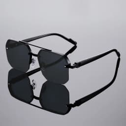 Fashion Square Semi-rimless Sunglasses Men Fashion Vintage Gradient Casual Shades Luxury Brand Design Outdoor Sun Glasses
