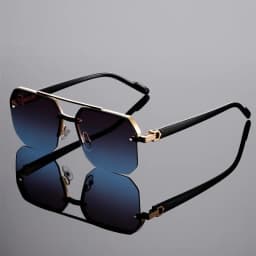 Fashion Square Semi-rimless Sunglasses Men Fashion Vintage Gradient Casual Shades Luxury Brand Design Outdoor Sun Glasses