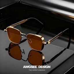 1/3PC Vintage Steampunk Square Sunglasses Metal Frame, Unisex Retro Grunge Punk Glasses for Daily Fashion Carnival Parties UV400