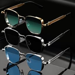 1/3PC Vintage Steampunk Square Sunglasses Metal Frame, Unisex Retro Grunge Punk Glasses for Daily Fashion Carnival Parties UV400
