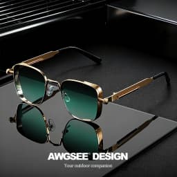 1/3PC Vintage Steampunk Square Sunglasses Metal Frame, Unisex Retro Grunge Punk Glasses for Daily Fashion Carnival Parties UV400