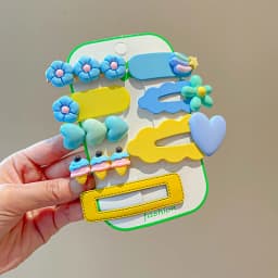 14-8Pcs/Set Candy Color Cartoon Bowknot Flower Hair Clips Baby Girls Yellow Pink Hairpin Barrettes Headwear Kid Hair Accessories