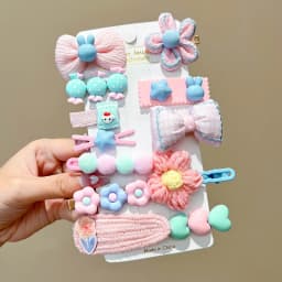 14-8Pcs/Set Candy Color Cartoon Bowknot Flower Hair Clips Baby Girls Yellow Pink Hairpin Barrettes Headwear Kid Hair Accessories