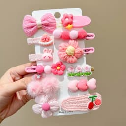 14-8Pcs/Set Candy Color Cartoon Bowknot Flower Hair Clips Baby Girls Yellow Pink Hairpin Barrettes Headwear Kid Hair Accessories