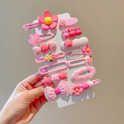 14-8Pcs/Set Candy Color Cartoon Bowknot Flower Hair Clips Baby Girls Yellow Pink Hairpin Barrettes Headwear Kid Hair Accessories