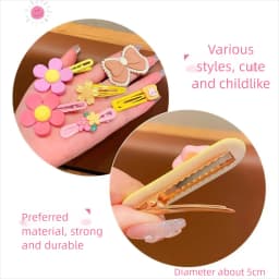 14-8Pcs/Set Candy Color Cartoon Bowknot Flower Hair Clips Baby Girls Yellow Pink Hairpin Barrettes Headwear Kid Hair Accessories
