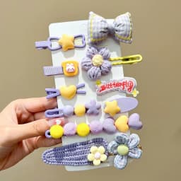 14-8Pcs/Set Candy Color Cartoon Bowknot Flower Hair Clips Baby Girls Yellow Pink Hairpin Barrettes Headwear Kid Hair Accessories